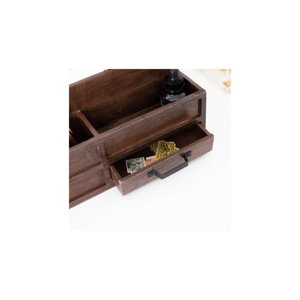 Blu Monaco Wood Mail Organizer with Drawer & Pen Holder - Image 8