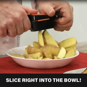 NutriChopper Handheld Vegetable and Fruit Chopper with 4 Stainless Steel Blades & Catch Container