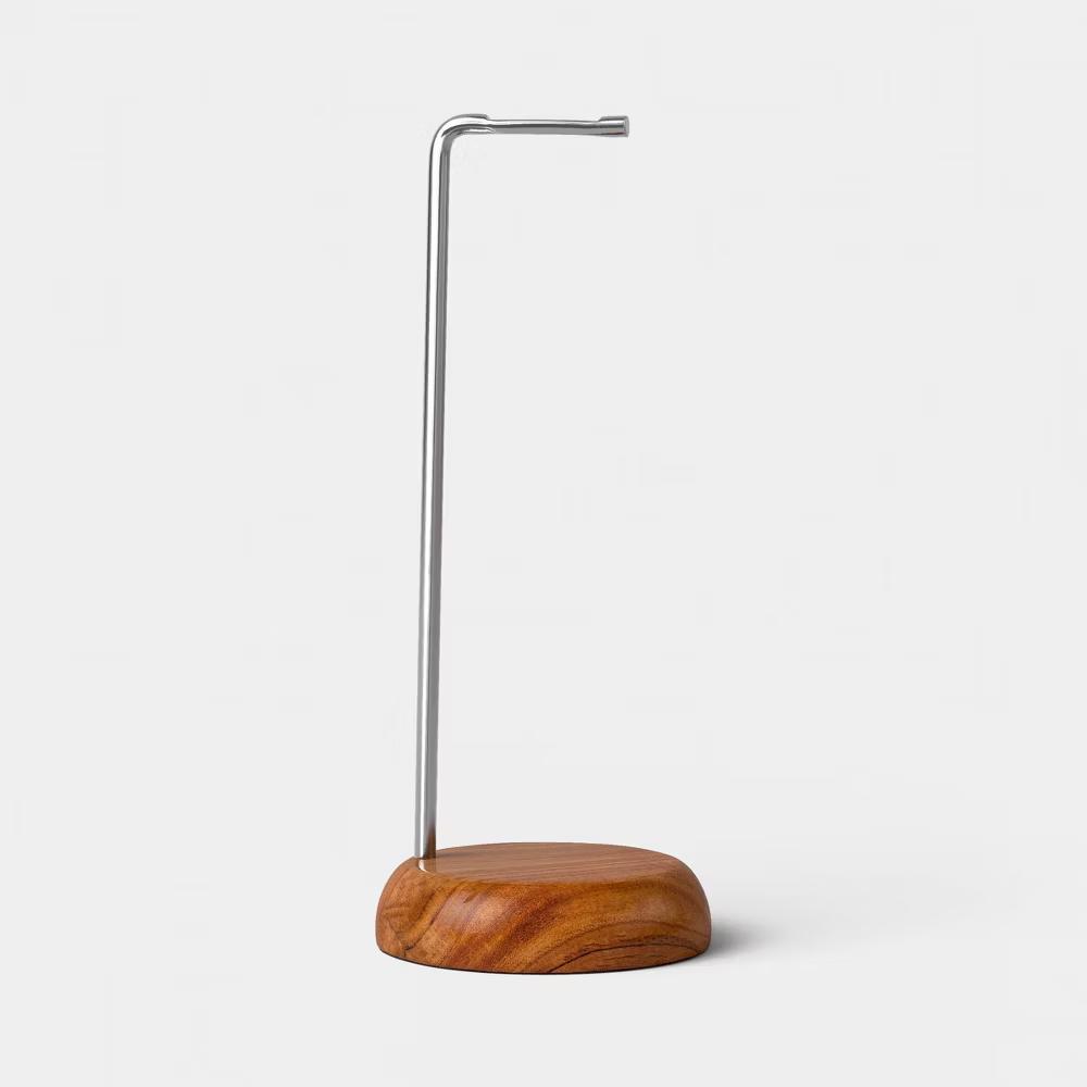 Sleek Wood and Metal Headphone Stand with Wooden Base - Image 2