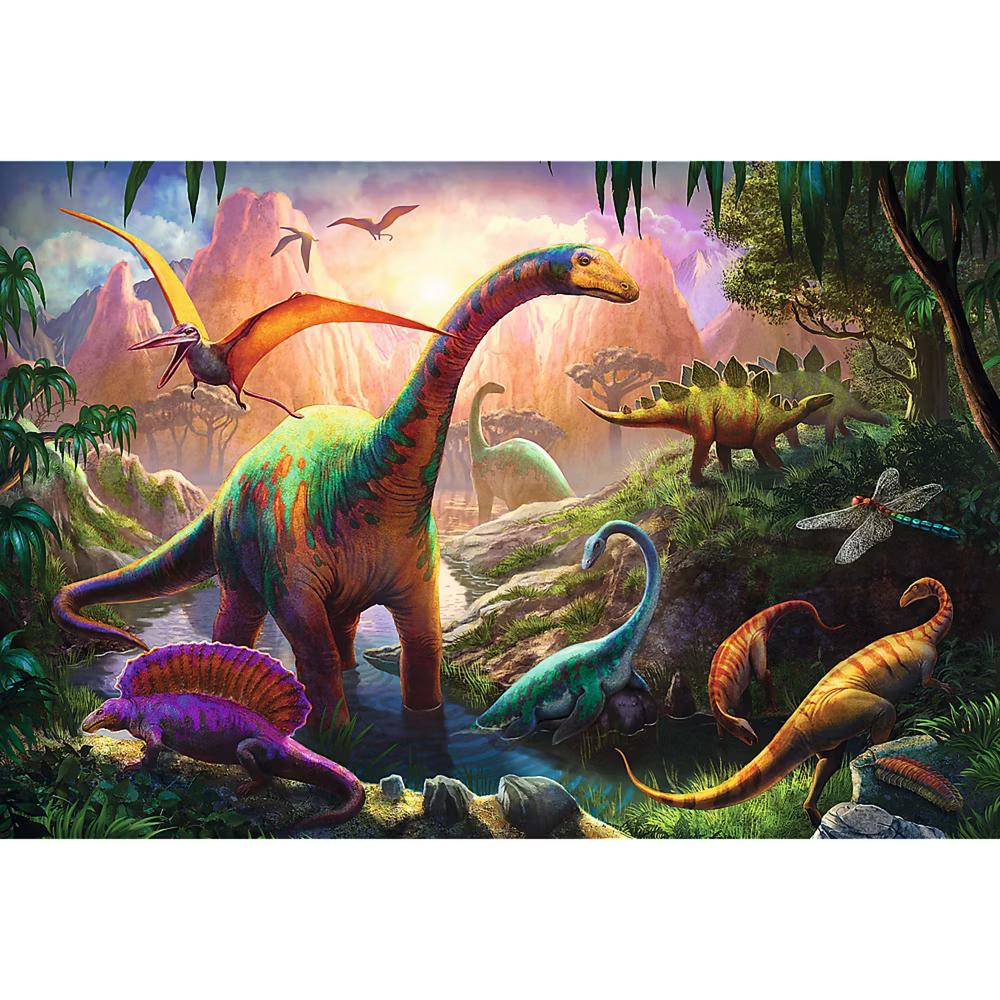 Red 100 Piece Kids Puzzle - Dinosaurs' Land - Image 3