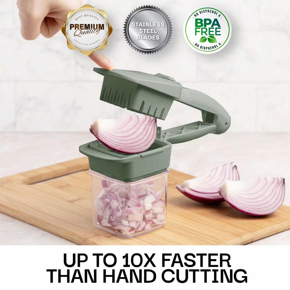 NutriChopper Handheld Vegetable and Fruit Chopper with 4 Stainless Steel Blades & Catch Container - Image 45