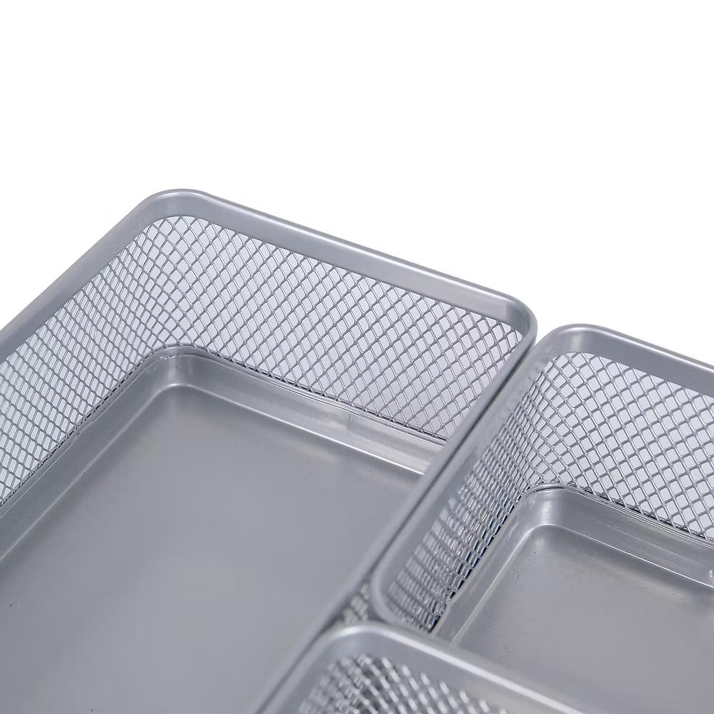 Mesh Desk Organizer Silver - Steel Office Supplies, Desk Drawer Organizer, 8"x8"x4.5" - Image 2