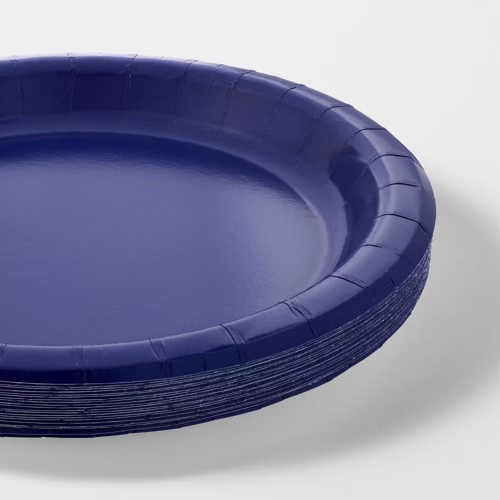20ct 8.75" Dinner Paper Plates Navy Blue