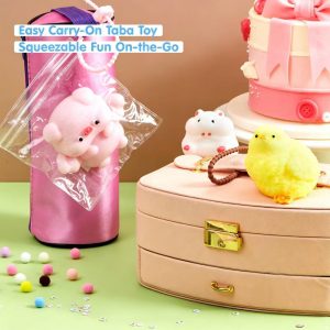 4 Pack Cute Animal Taba Squishy Toys, Soft Fufu Mochi Squeeze Fidgets, Stress Relief Toys, Kids Easter Party Favors & Birthday Gifts
