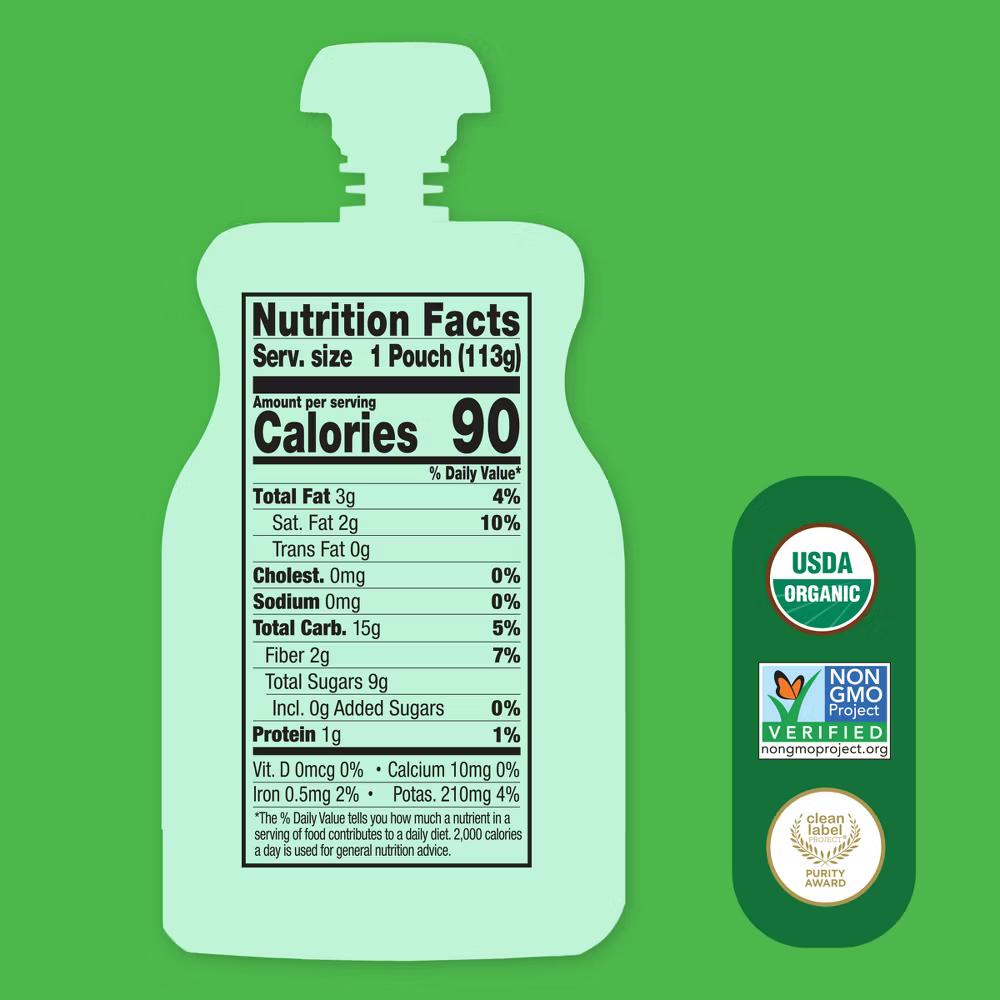 Go-Go Greens Organic Dairy-Free Kids' Smoothie - 4oz Pouch - Image 8