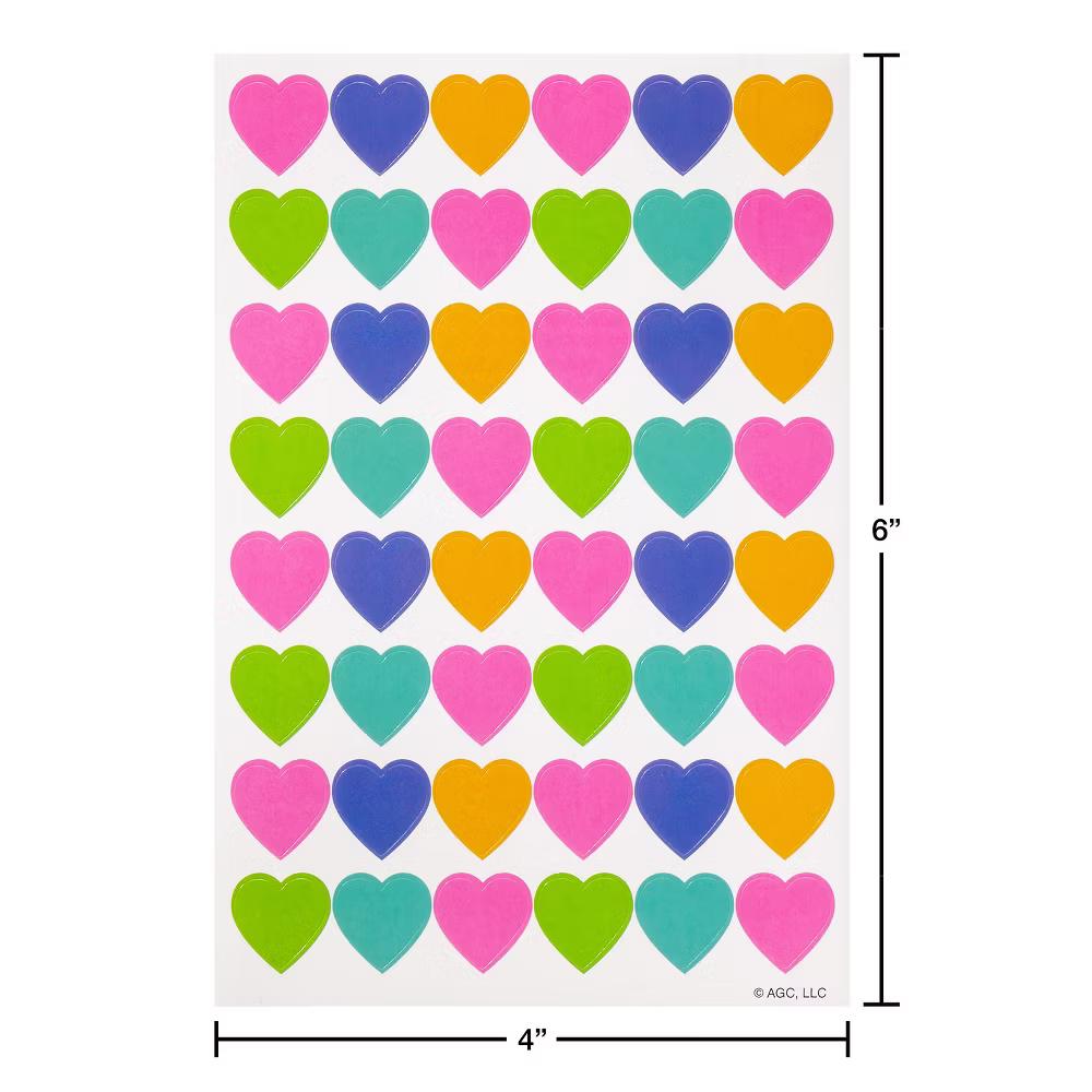 Colorful Neon Hearts and Sweet Treats Stickers 272ct - 4 Sheets