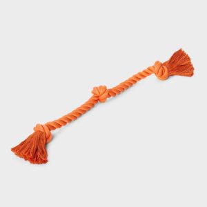 24" Rope Dog Toy - Orange: Cotton, Tug, Occupy, Fetch, Chase