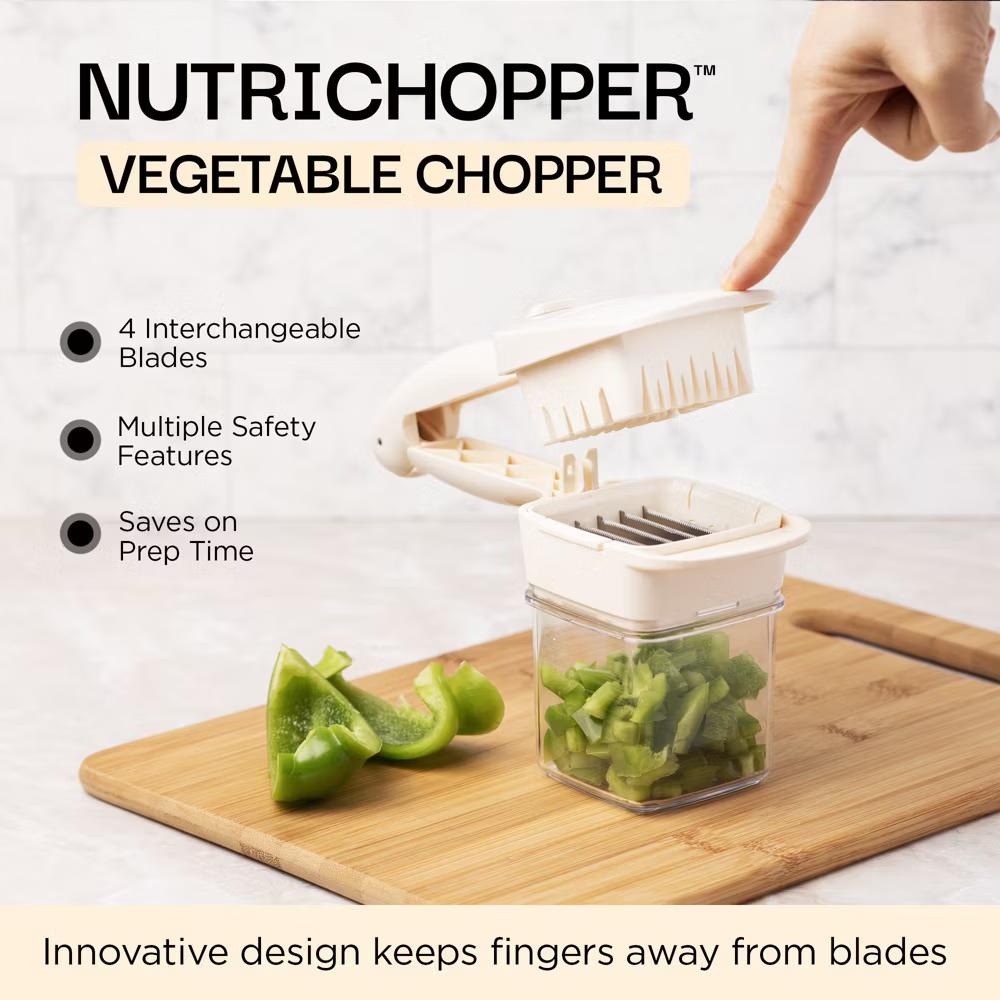 NutriChopper Handheld Vegetable and Fruit Chopper with 4 Stainless Steel Blades & Catch Container - Image 9