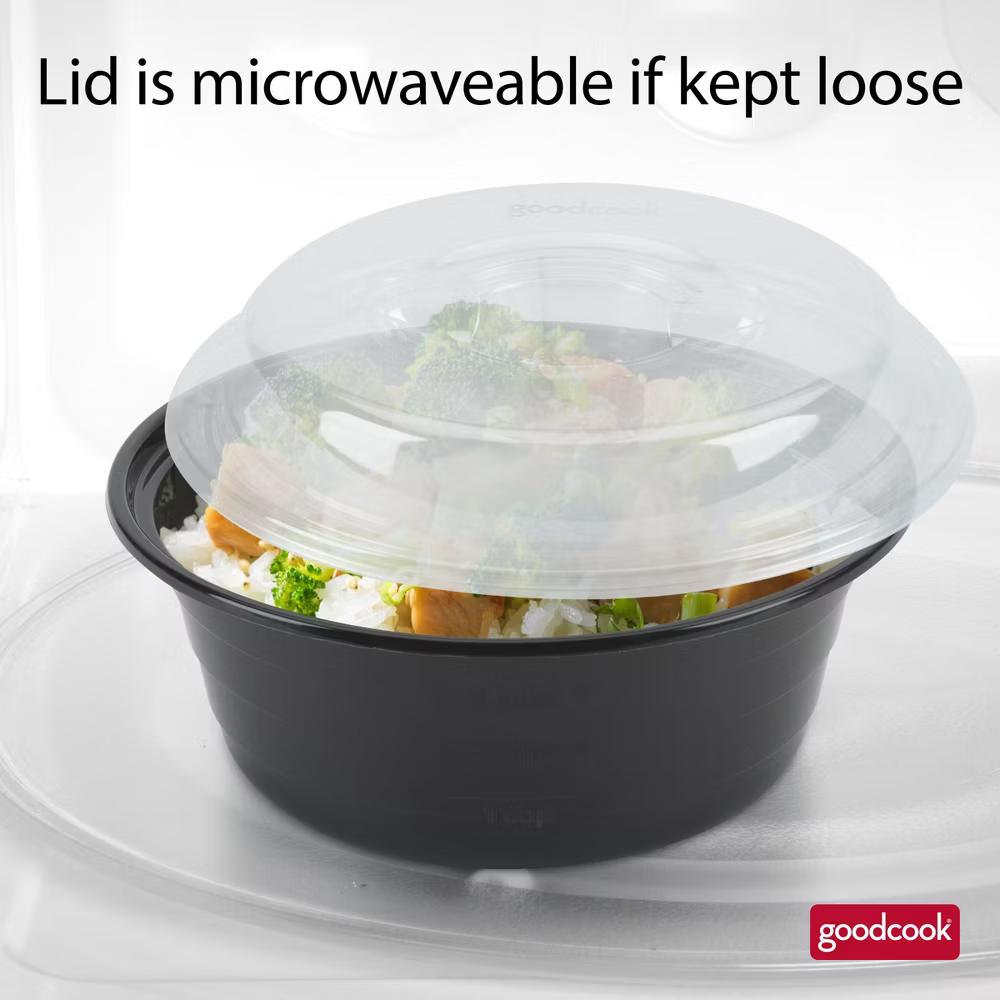 Meal Prep Salad Bowls Containers + Lids & Condiment Cup - 4Cups - 20pcs/10ct - Black - Image 3