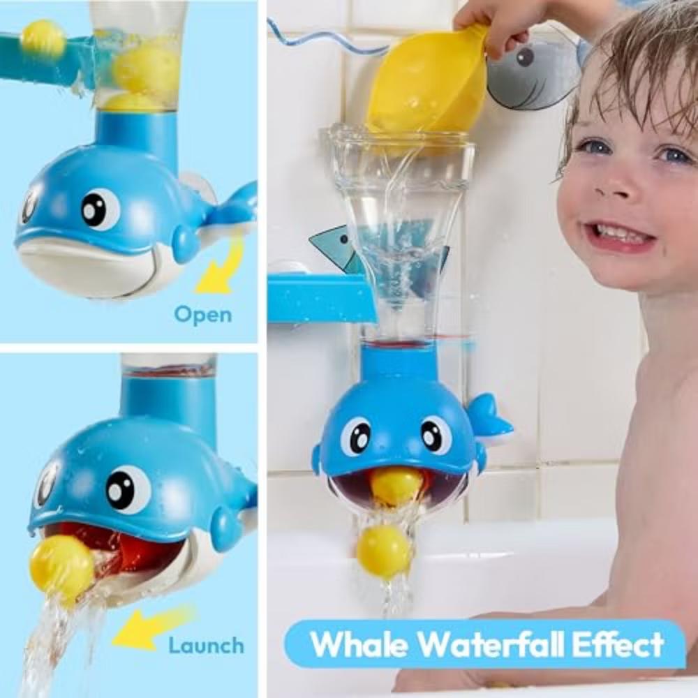 7-in-1 Bath Toy for Kids, Interactive Water Play with Crab, Whale, Fish & Slide Track for Toddlers, Pour Spray Bathtub Toys, Kids Birthday Gift - Image 8