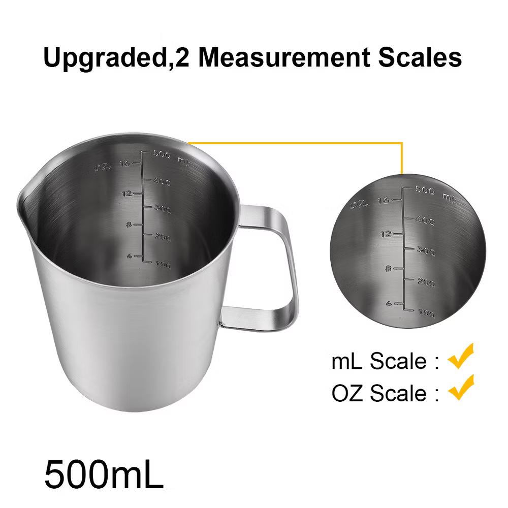 Measuring Cup Including ML Scale Ounce Scale Stainless Steel Graduated Beaker with Handle for Lab Kitchen liquids - Image 7