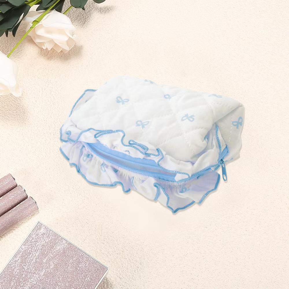 Lace Bow Ruffles Makeup Bag 1 Pc - Image 8