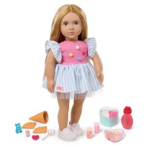 Sherry 18" Doll and Real Slime with Ice Cream-Themed Accessories - Light-Blonde Hair/Light-Blue Eyes