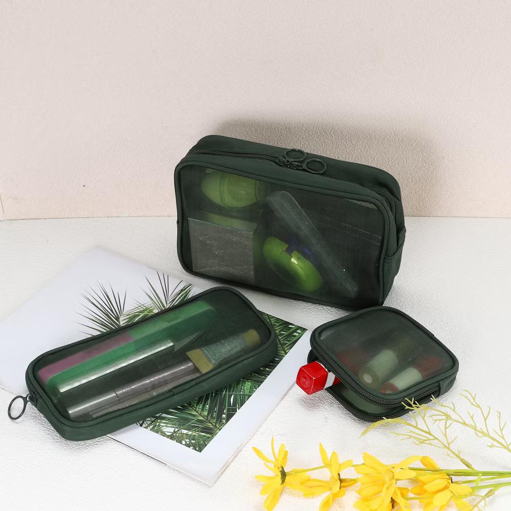 Travel Mesh Makeup Bag with Zipper 3 Pcs - Image 11