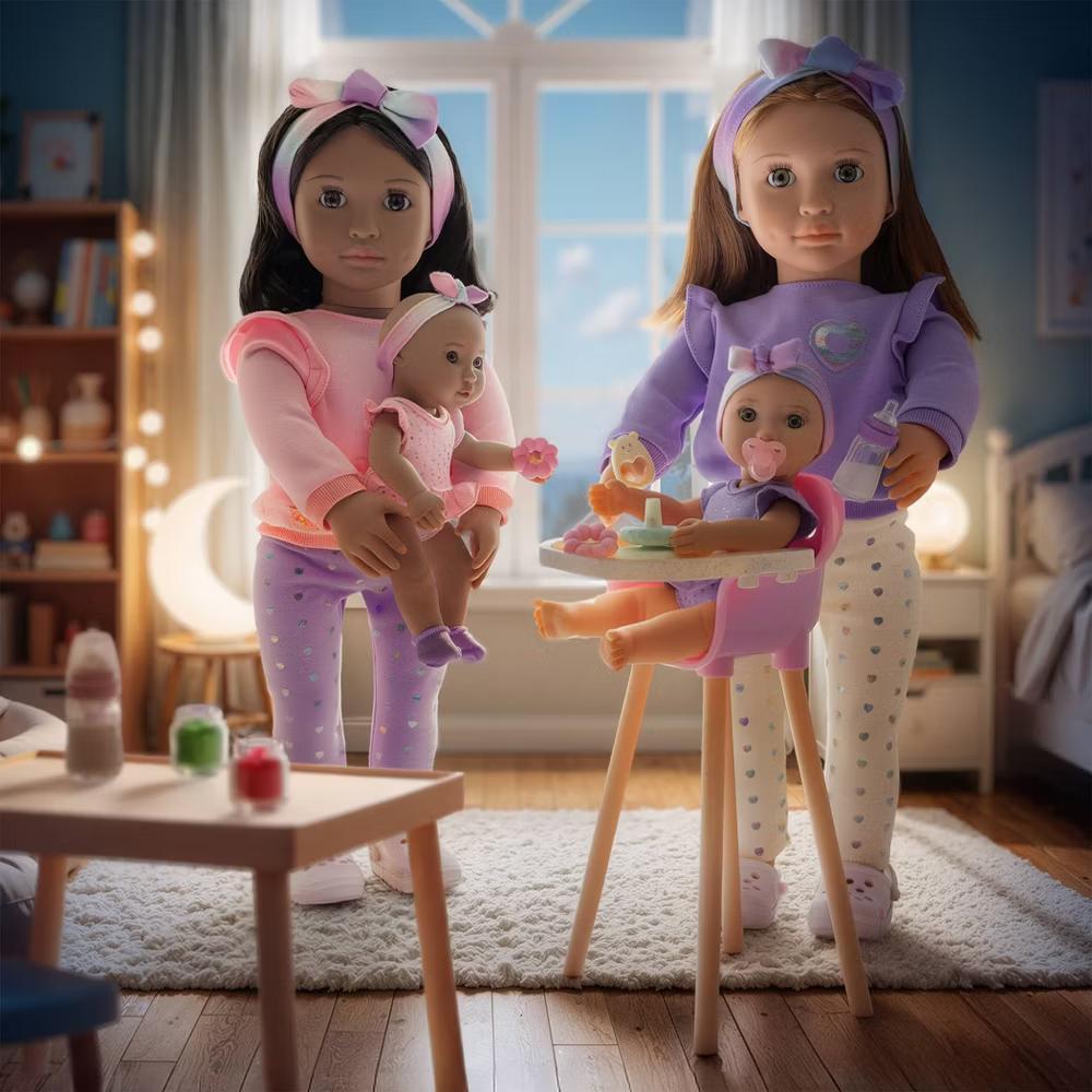 Tory & Riley 18" Babysitter Doll & Baby Doll Sister with Accessories Playset: Plastic & Polyester Doll Set - Image 9