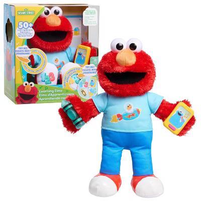 Learning Elmo Plush Toy, 13” Interactive Lights and Sounds Educational Stuffed Animal