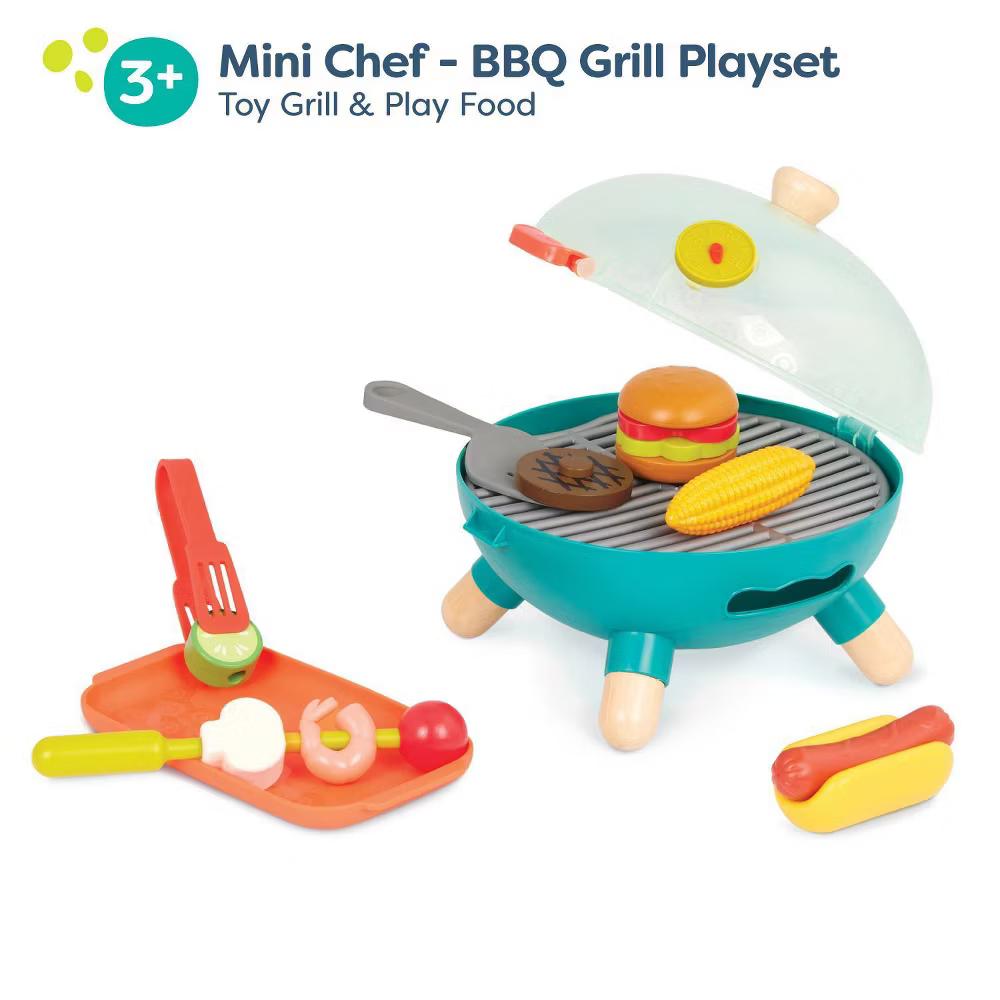 Toy Grill & Play Food - Mini Chef - BBQ Grill Playset: Includes Pretend Kitchen Accessories, 18 Pieces - Image 5