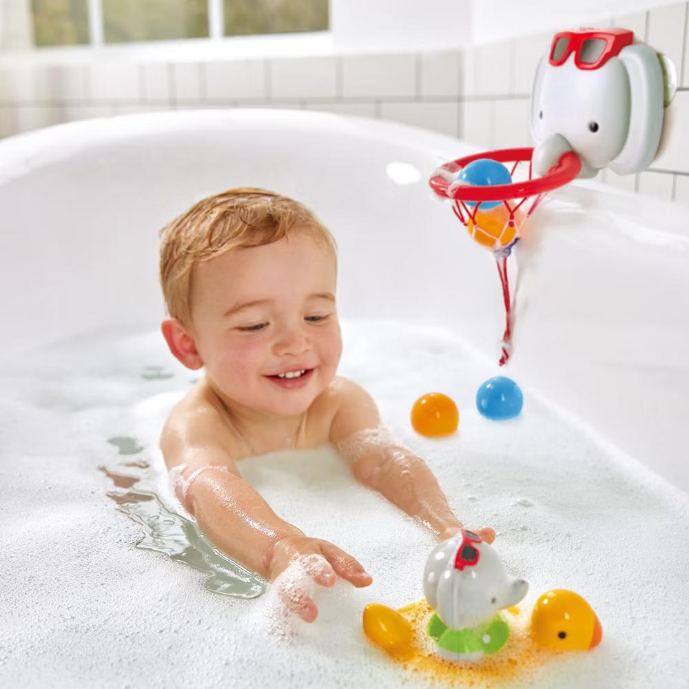 Hape: Elephant Pal Bathtub Basketball Hoop with 4 Floating Soft Balls - Image 7