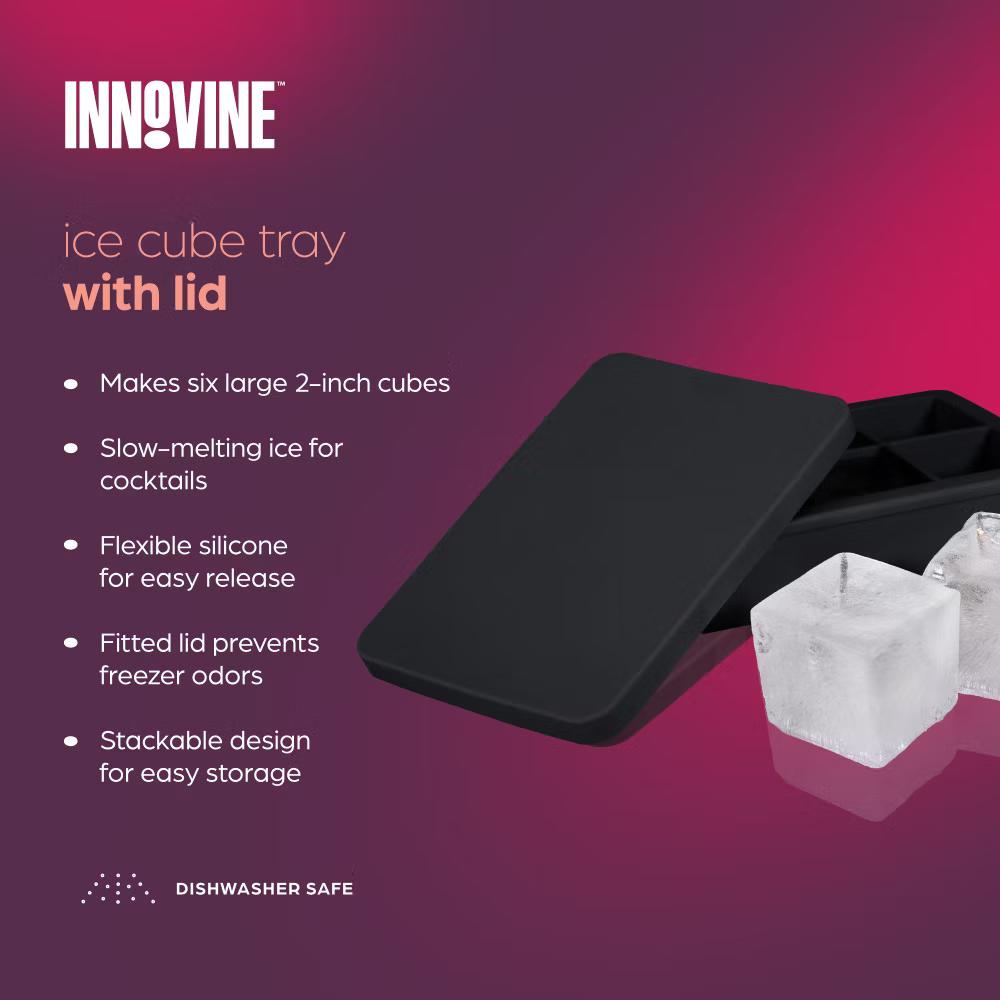 Innovine Ice Cube Tray with Lid for Whiskey, Iced Coffee, Juice, Soda, Silicone Mold for Chocolate, Candle, Makes 2? Cubes, Kitchen Gifts, Black - Image 6