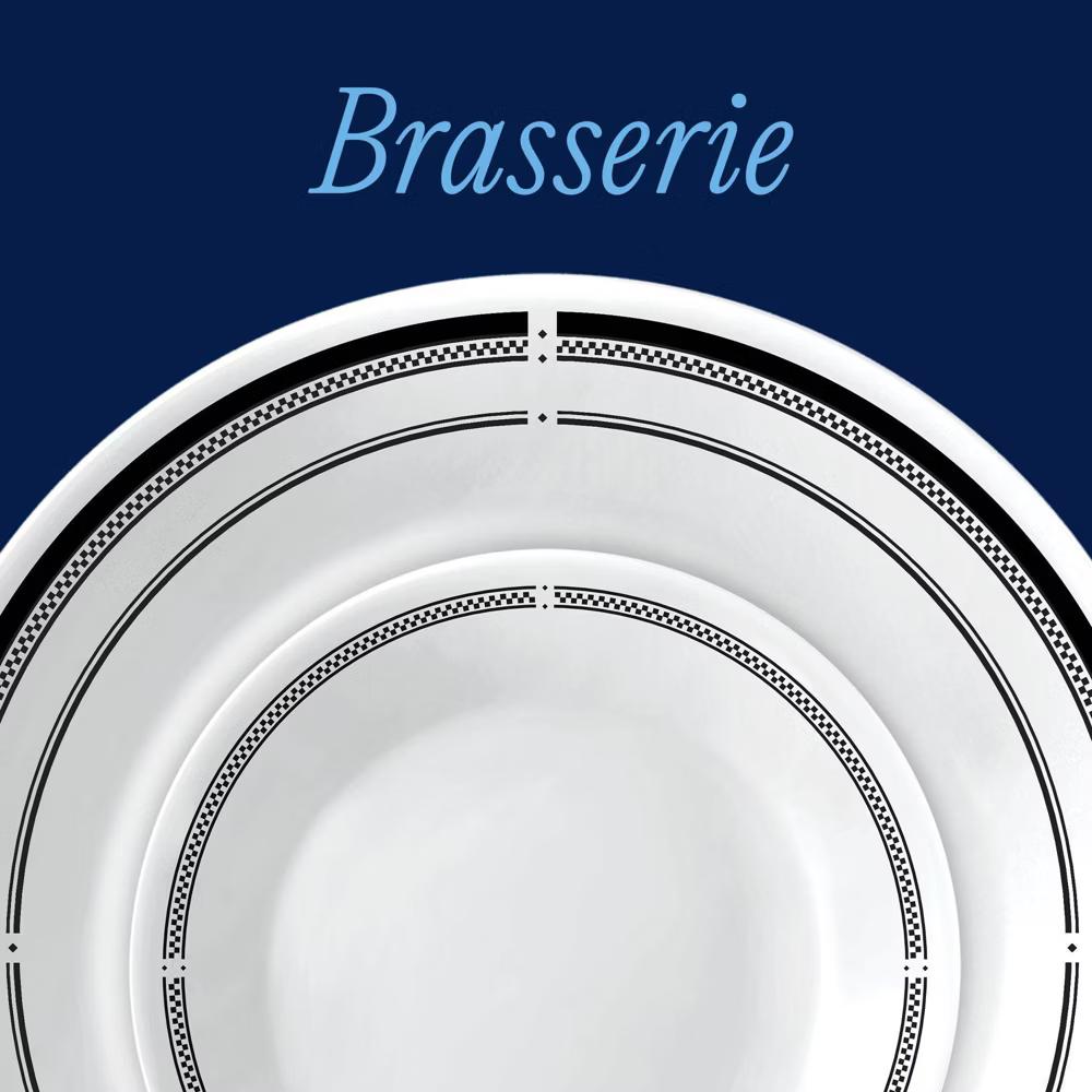 16pc Vitrelle Brasserie Dinnerware Set: Geometric Pattern, Service for 4, Includes Plates & Bowls, Dishwasher-Safe - Image 9