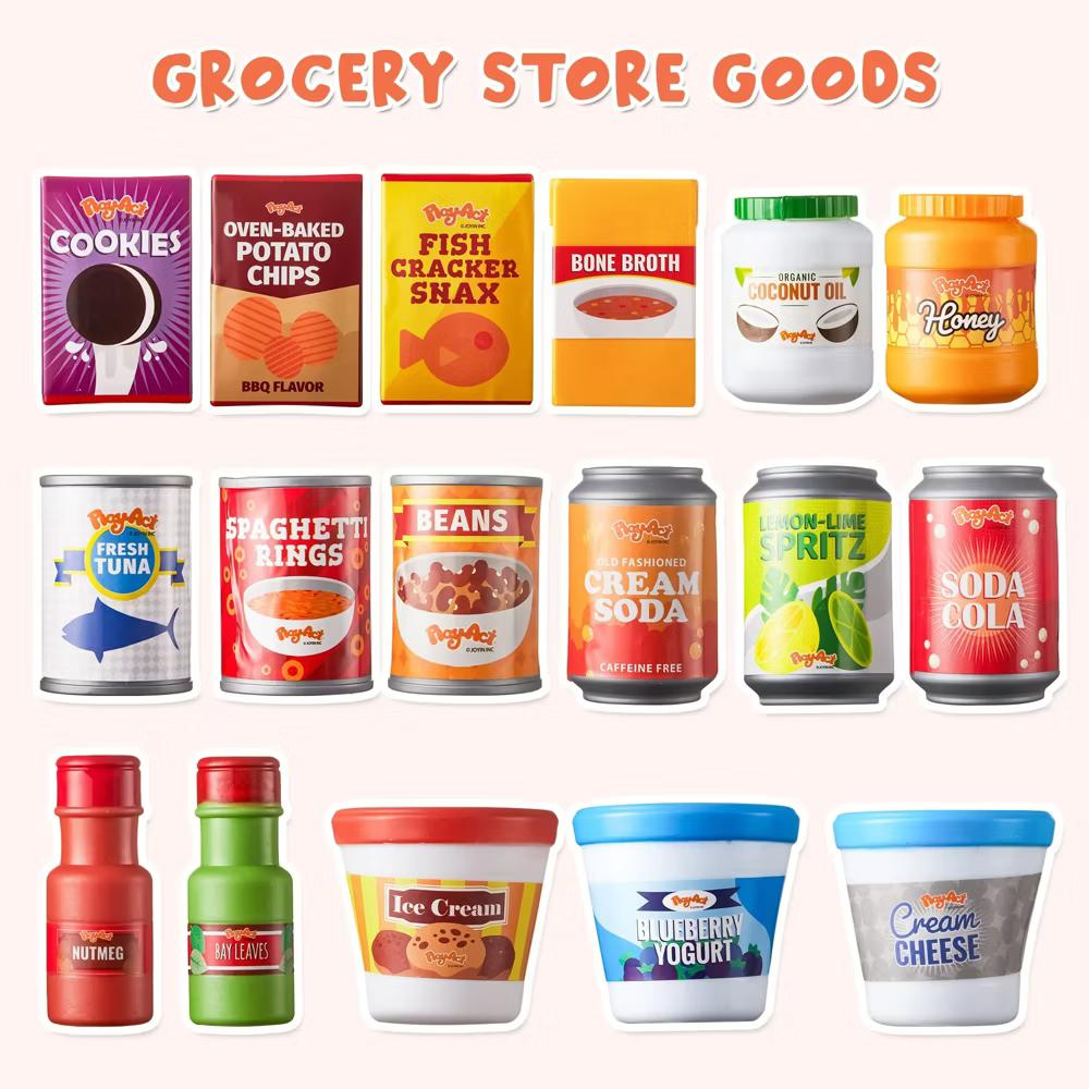 30 Pcs Play Food Grocery Cans, Party Play Set, Play Kitchen Accessories, Gifts & Indoor Toys for Kids Toddlers 3 4 5 6 Years Old - Image 4