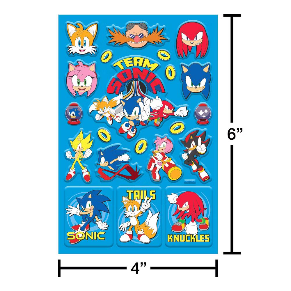 3D SEGA Sonic the Hedgehog Puffy Stickers Kids 21ct - 1 Sheet - Image 2