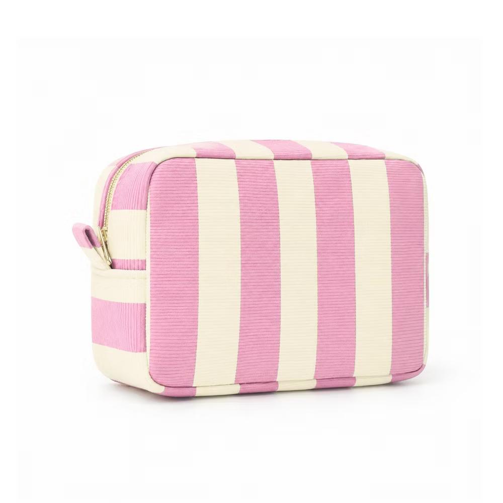 Alilang Striped Corduroy Cosmetic Pouch Makeup Bag with Zip Closure - Image 12