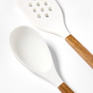 4pc Silicone Kitchen Utensil Set Natural Wood