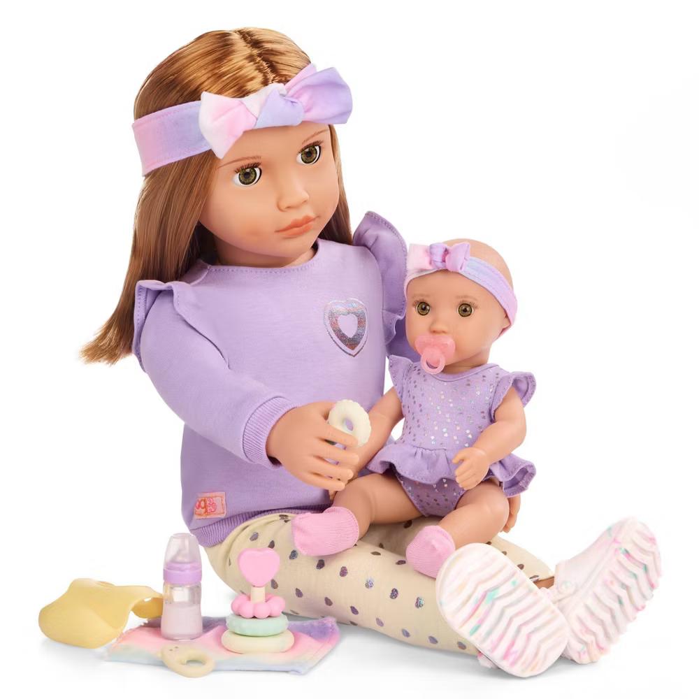 Tory & Riley 18" Babysitter Doll & Baby Doll Sister with Accessories Playset: Plastic & Polyester Doll Set - Image 3