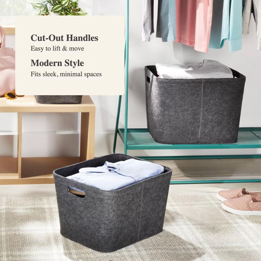Rectangle Felt Basket with Stitching - Image 6
