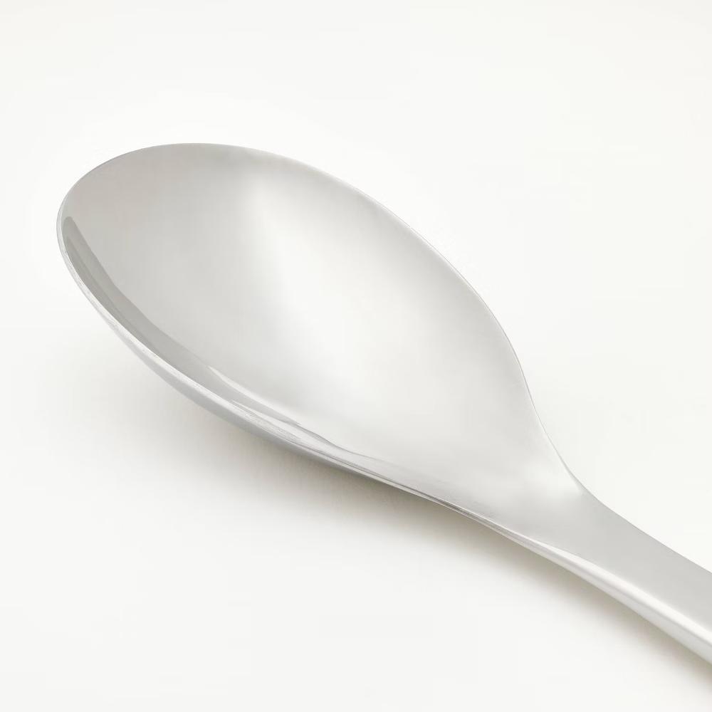 Stainless Steel Solid Spoon Silver - Cooking Utensil, Dishwasher-Safe, 12.99" Length, 7.4" Handle