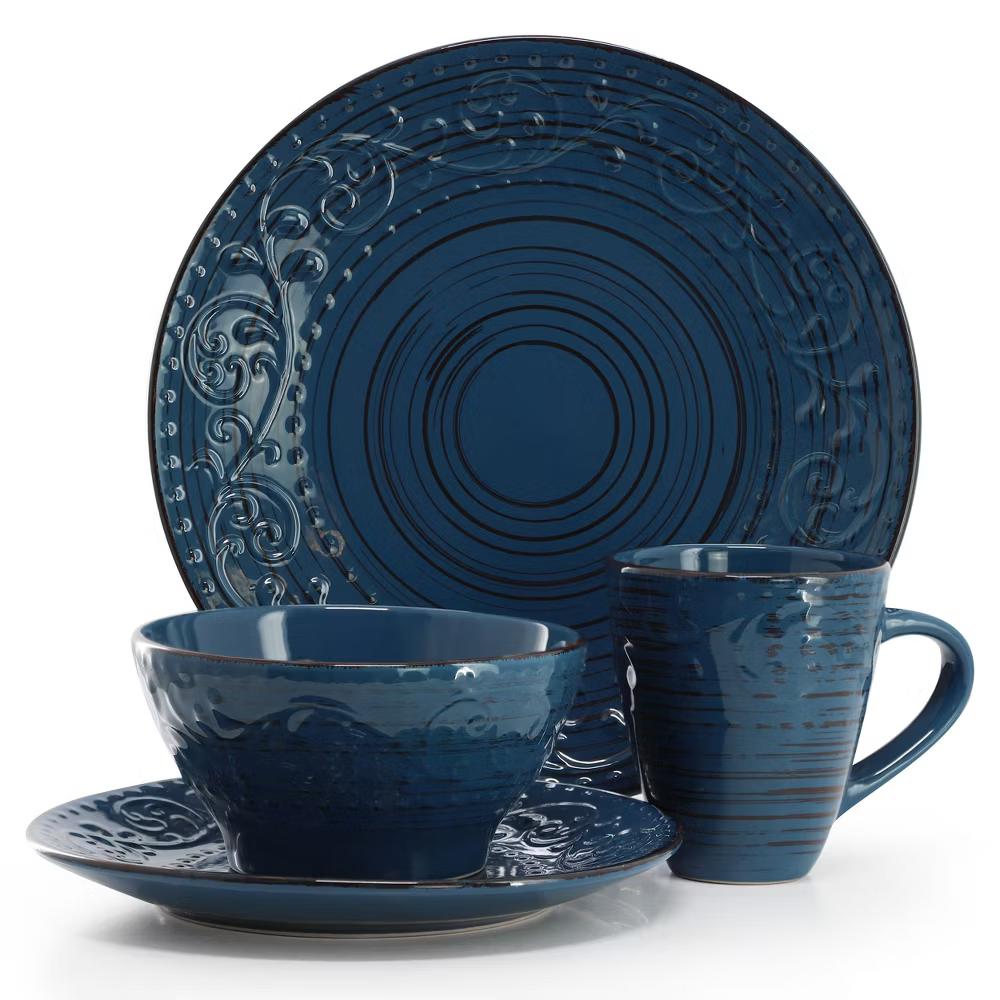 Malibu Sea Glass 16-Piece Dinnerware Set in Dark Green - Image 2