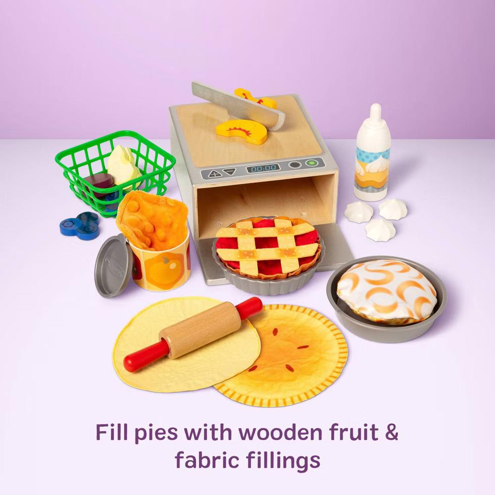Make and Bake Pies Pretend Play Food Set and Wooden Oven - Image 8