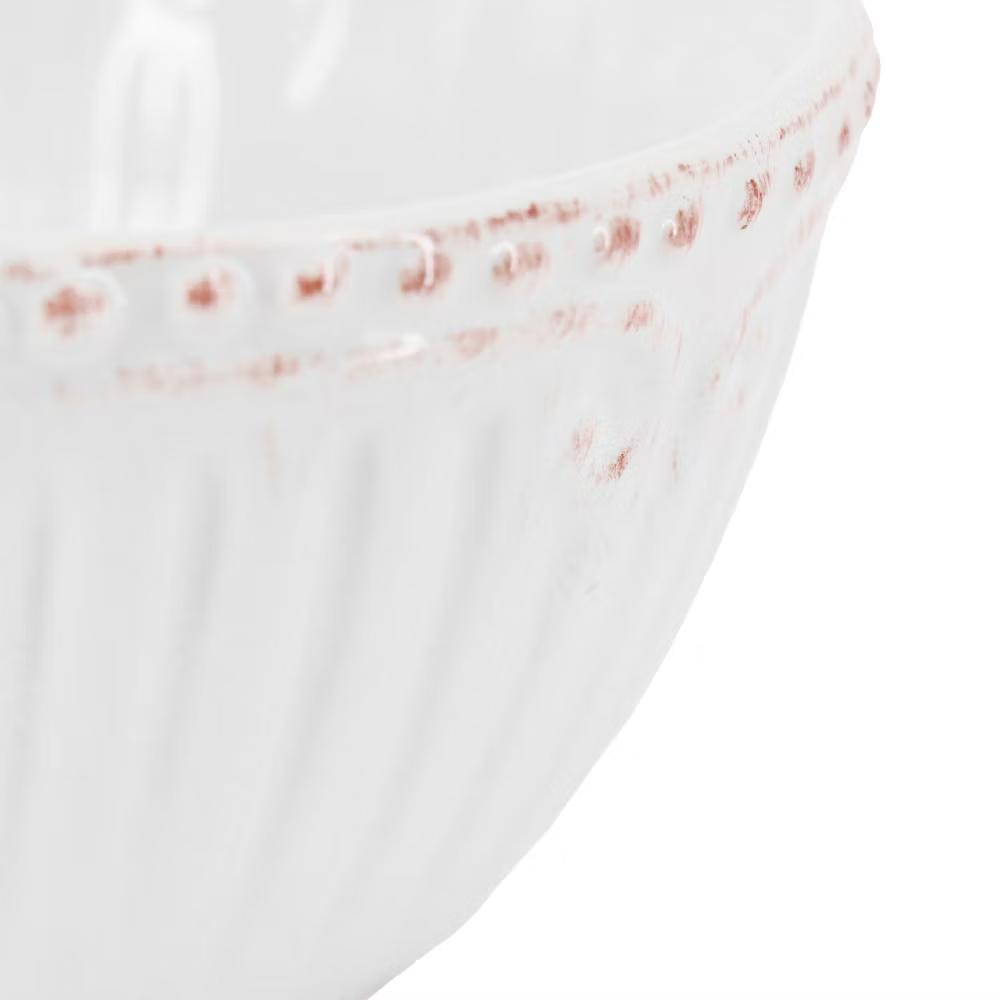 Modern Southern Home 6 Piece 6 Inch Stoneware Embossed Cereal Bowl Set in White - Image 3