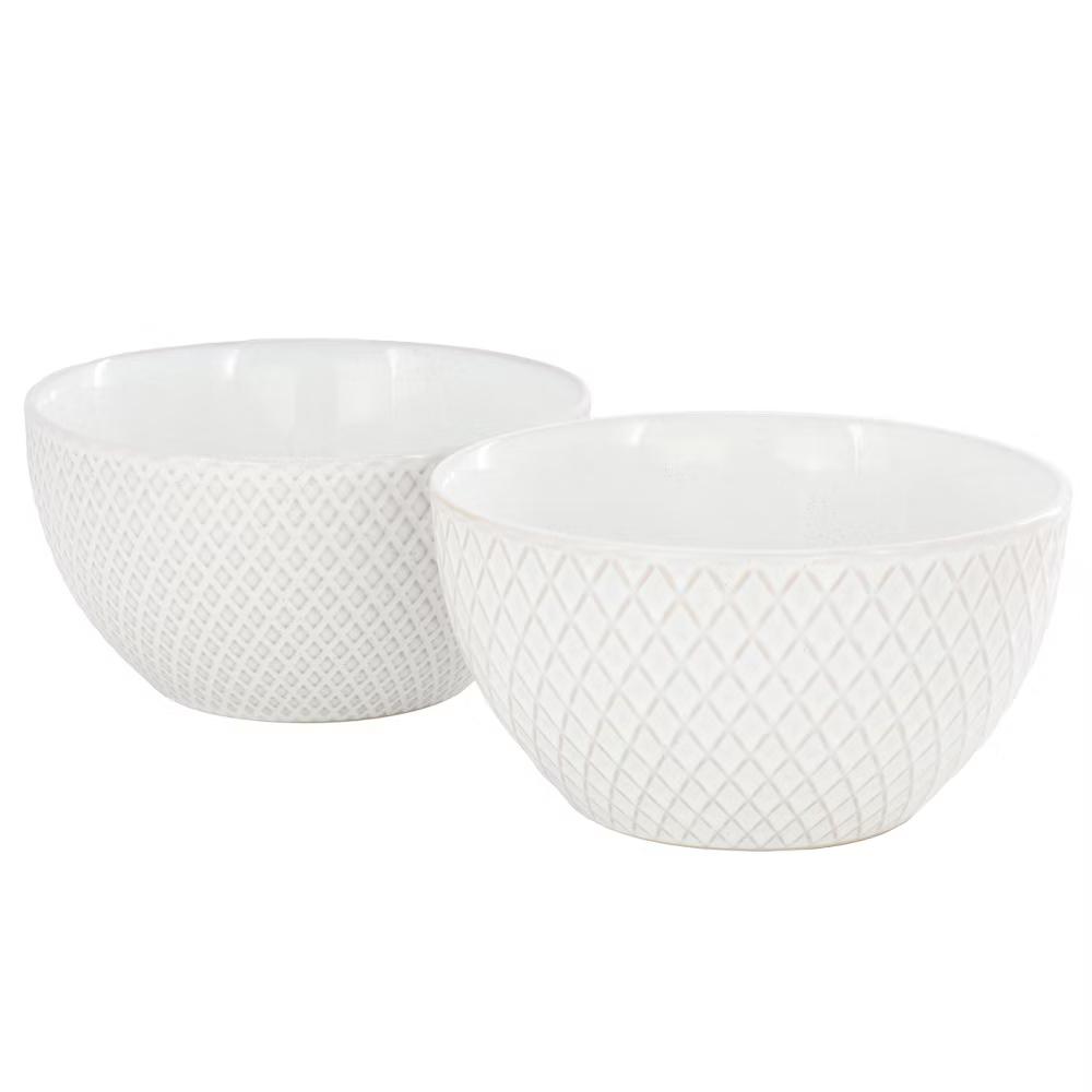 Earlhart 2 Piece 6 Inch Ribbed Stoneware Cereal Bowl Set in White - Image 7