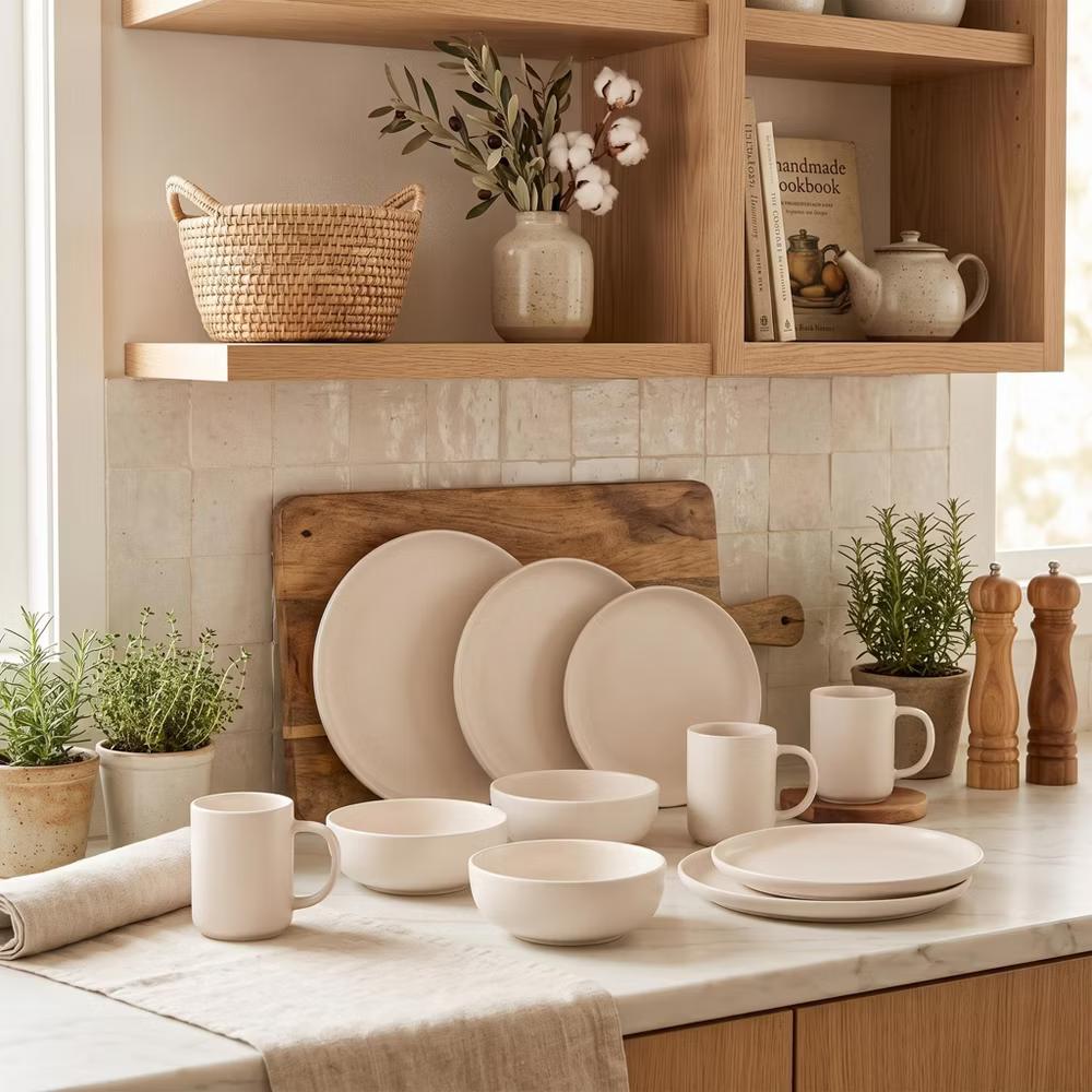 GreenElevate Stoneware Elegance 12-Piece Dinnerware Set for 4, Plates&Bowls, Microwave & Dishwasher Safe, Non-Toxic Matte Glaze, Stackable Kitchenware - Image 30
