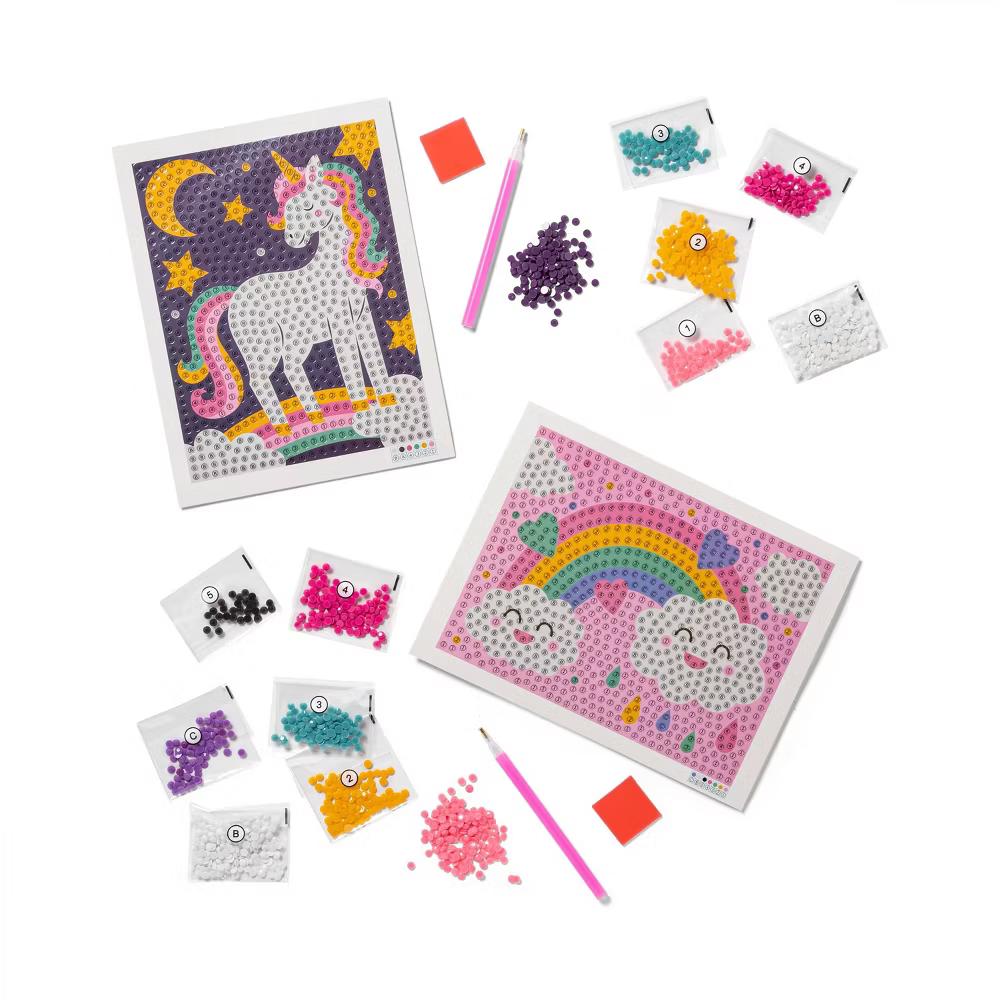 2pk 6''X6'' Gem Art Poster Unicorn/Rainbow - DIY Gemstone Craft Kit for Kids, Ages 6+ - Image 4