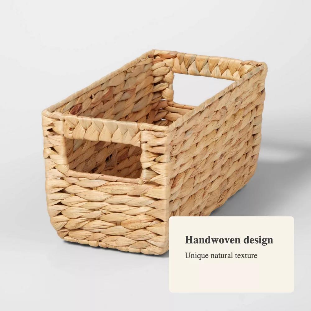 Woven Water Hyacinth Rectangular Basket - Image 9