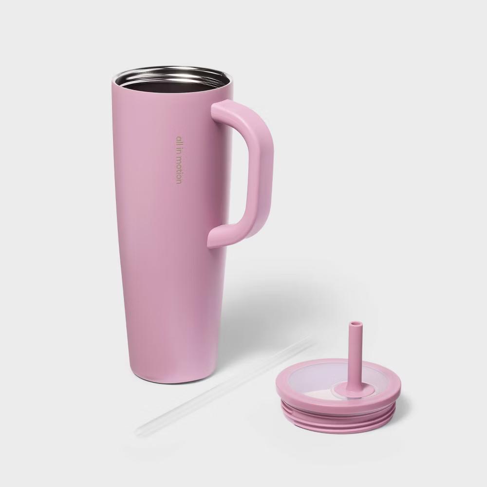 StrawBlue40 fl oz Stainless Steel Tumbler with Straw - Image 12