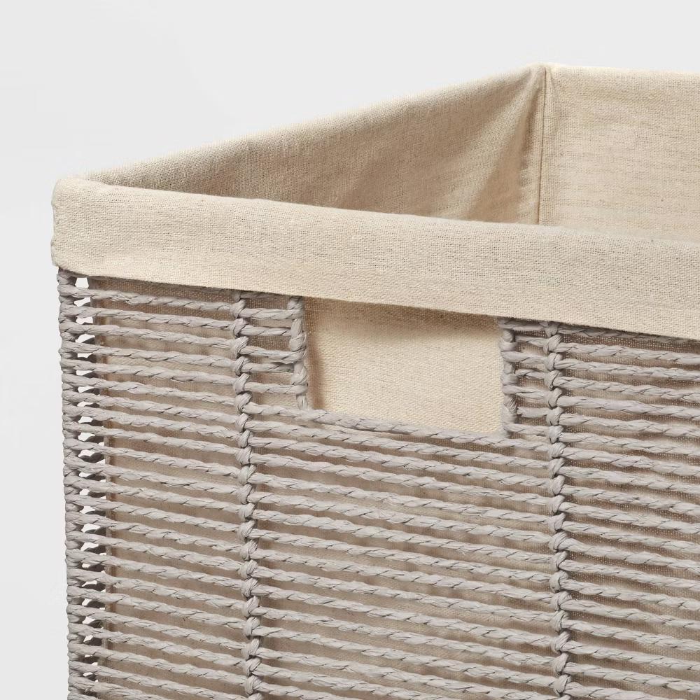 14.75" x 13" x 11" Large Lined Woven Milk Crate Gray - Decorative Storage Basket, Rectangle, Traditional Style - Image 4