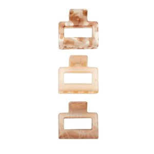 Recycled Rectangle Claw Clips - Neutrals - All Hair - 3pcs