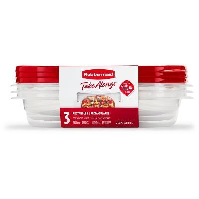 3pc TakeAlongs Rectangle 4 Cup Food Storage Containers - Red - Image 6