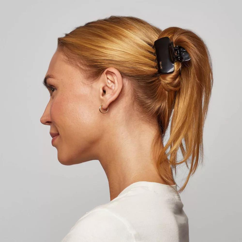 Recycled Plastic Medium Puffy Claw Clips - 2pc - Black/Tortoise: For All Hair Types, Hair Styling, Securing Hair - Image 6