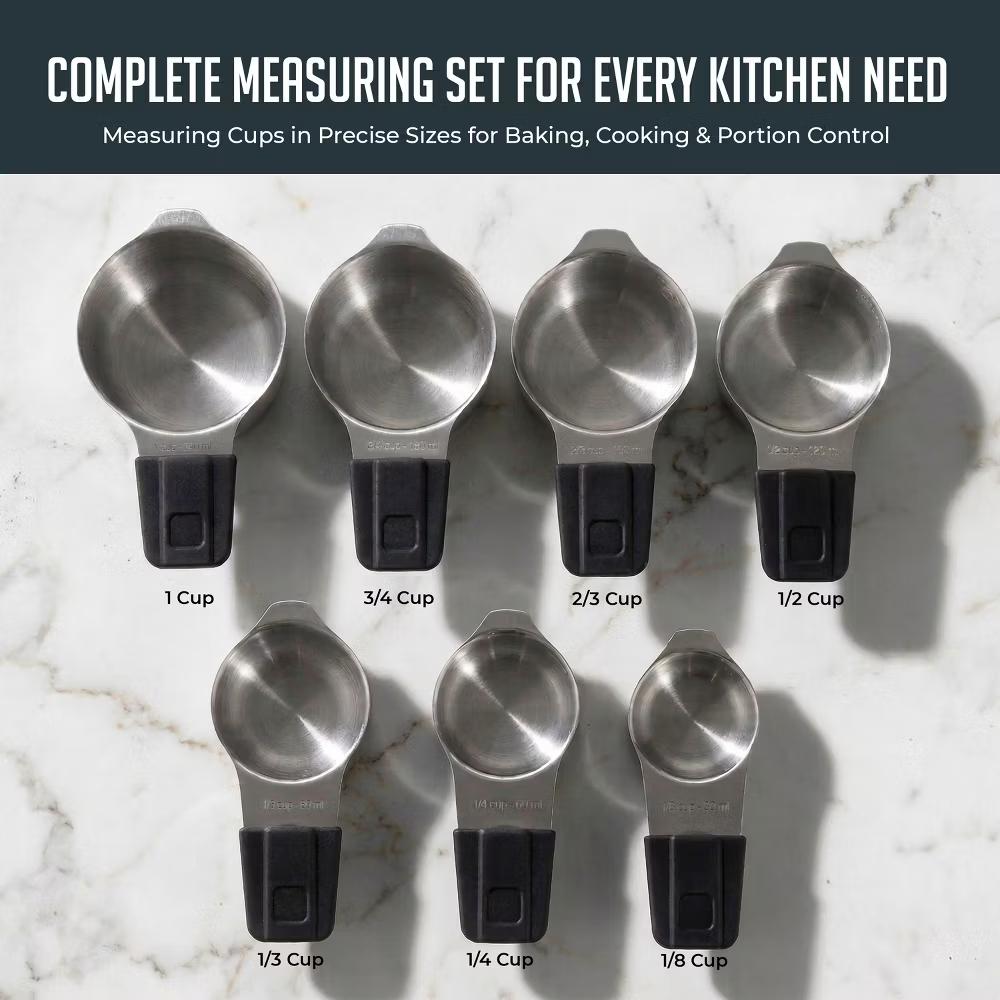 Magnetic Measuring Cups Set, 7Pc Heavy Duty Stainless Steel Nesting Measuring Cup with Easy to Read Engraved Markings for Dry & Liquid Ingredients - Image 7