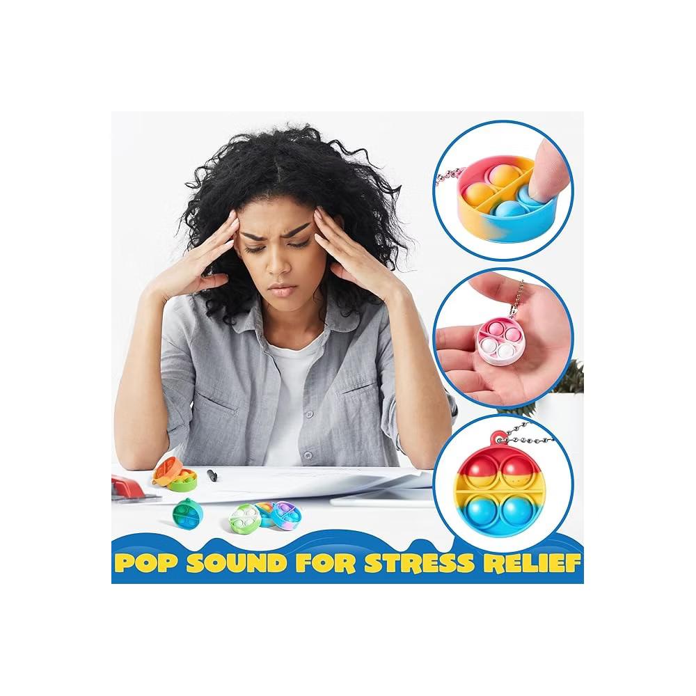 Pop Fidget Keychain Mini Fidget Toys Bulk 30 Pack Party Favors for Kids 4-8,8-12 Years Kids, Goodie Bag Stuffers Fidgets for Prizes Sensory Fidget Toy - Image 13