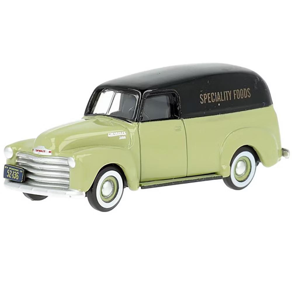 1950 Chevrolet Panel Van "Speciality Foods" Light Green and Black 1/87 (HO) Scale Diecast Model Car - Image 6