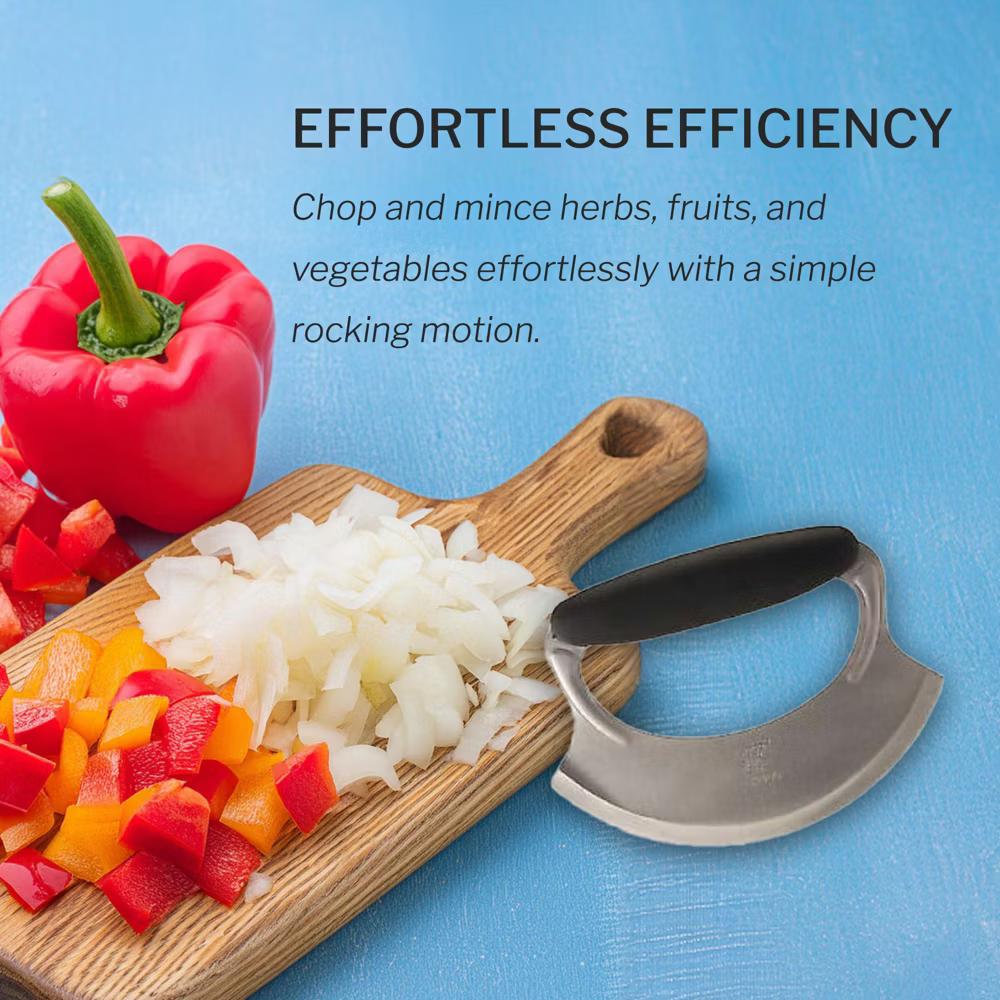 Amco Mezzaluna Herb Chopper with Silicone Handle & Stainless Steel Blade - 4.9" Dishwasher Safe Chopping Tool for Herbs, Vegetables & Garlic. - Image 3