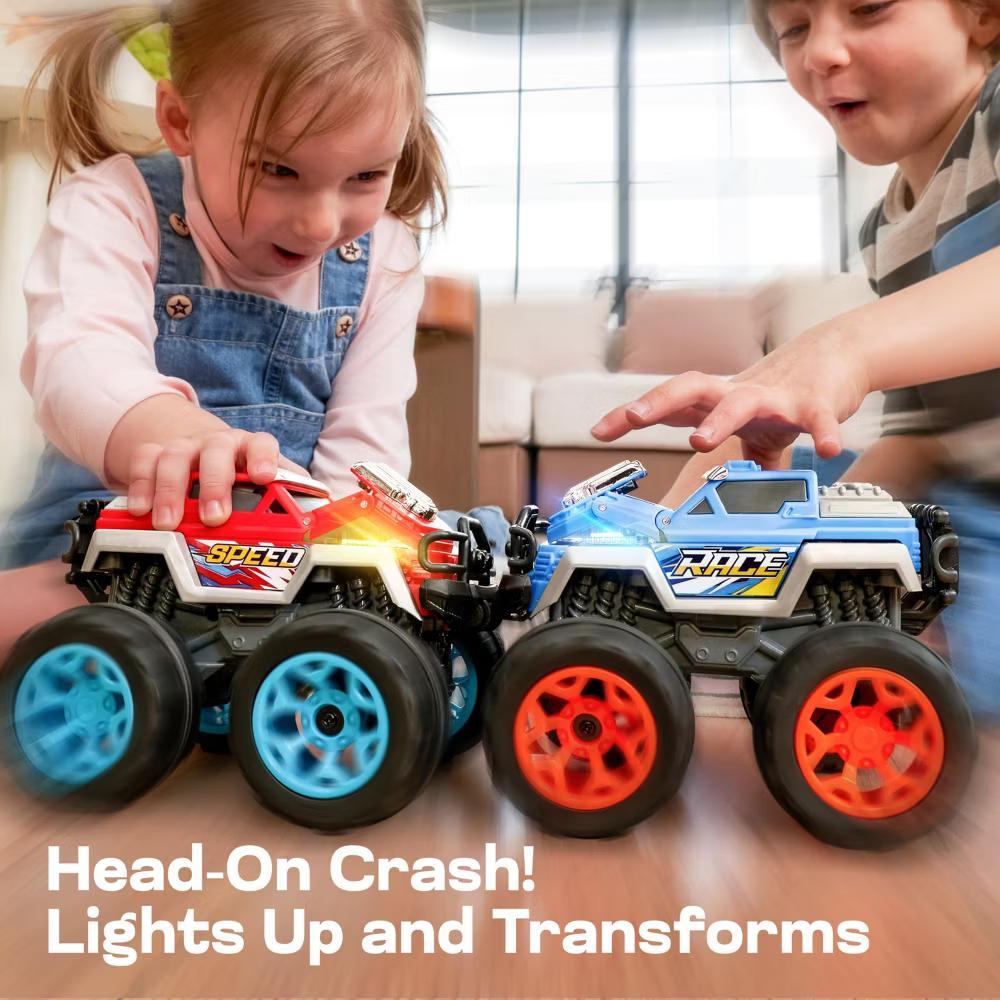2Pcs Smash & Bump Monster Truck Toys,Crash Cars Toys with Sounds & Flashing Lights,Toddler Toys Christmas Birthday Gifts for Boy Age 3 4 5 6 7 - Image 8