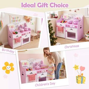 Kids Wooden Play Set Kitchen Toy Strawberry Pretend Cooking Playset Toddler