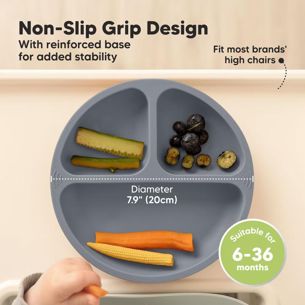 3-Pack Prep Suction Plates for Baby, 100% Silicone Toddler Plates, BPA-Free Divided Baby Plates with Suction - Image 20